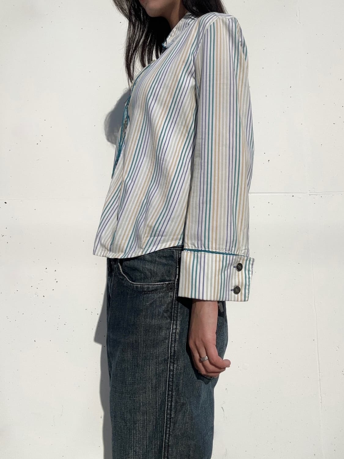 GOLA stripe shirt / gree & blue 상품이미지5