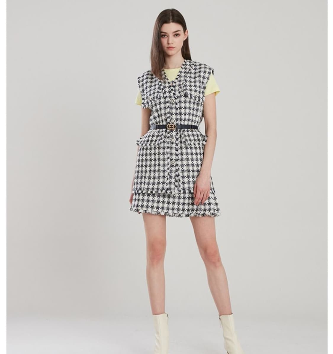 (새상품)에고이스트 포켓 트위드 롱베스트 상품이미지8