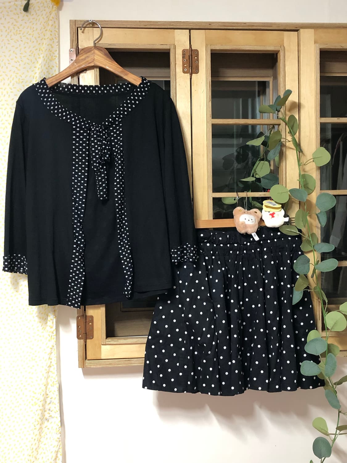 블랙 도트 모리걸 데일리 세트 mori 사와코 상품이미지1
