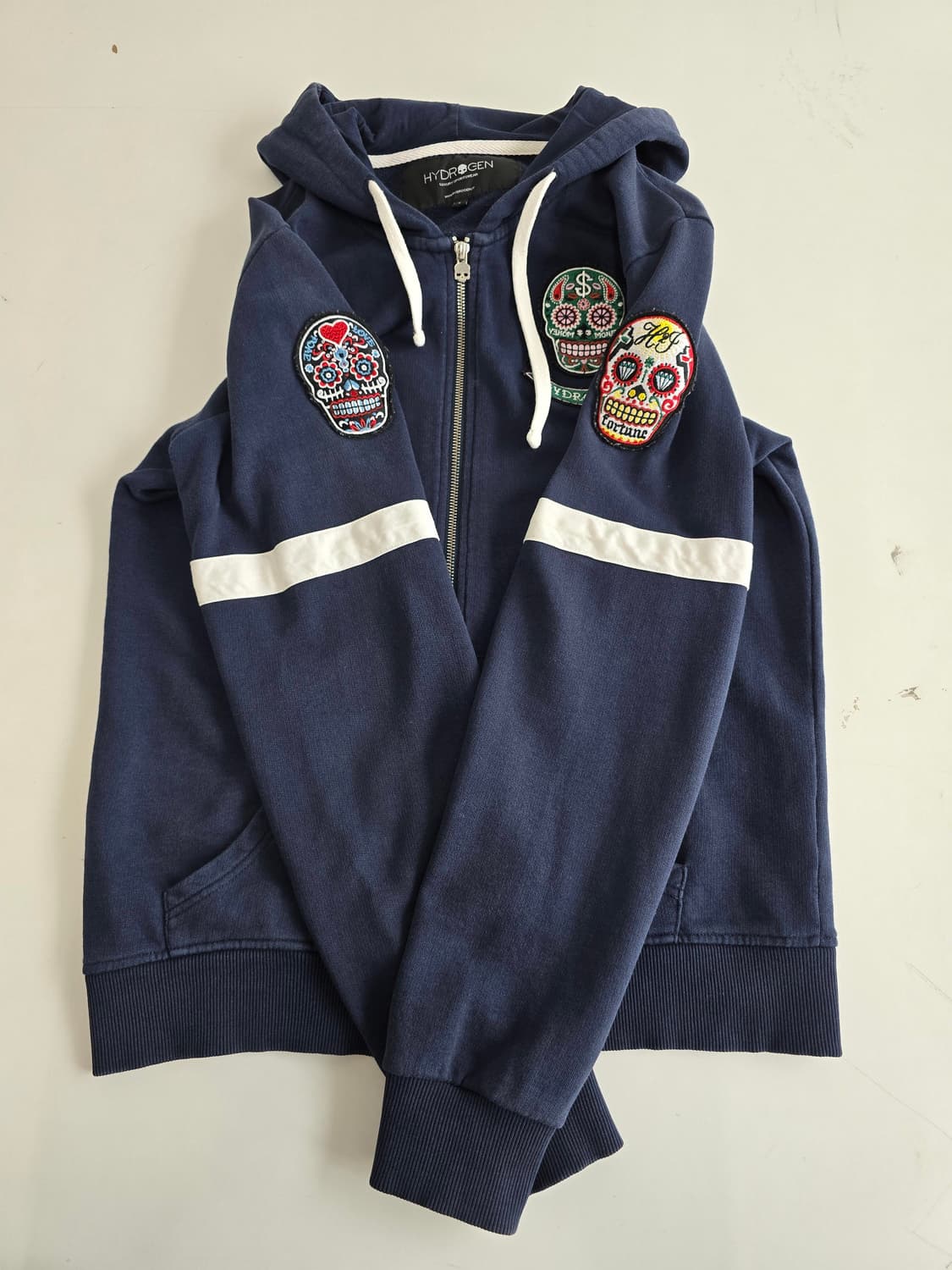 하이드로겐 해골 패치 후드 집업 네이비 L 상품이미지3