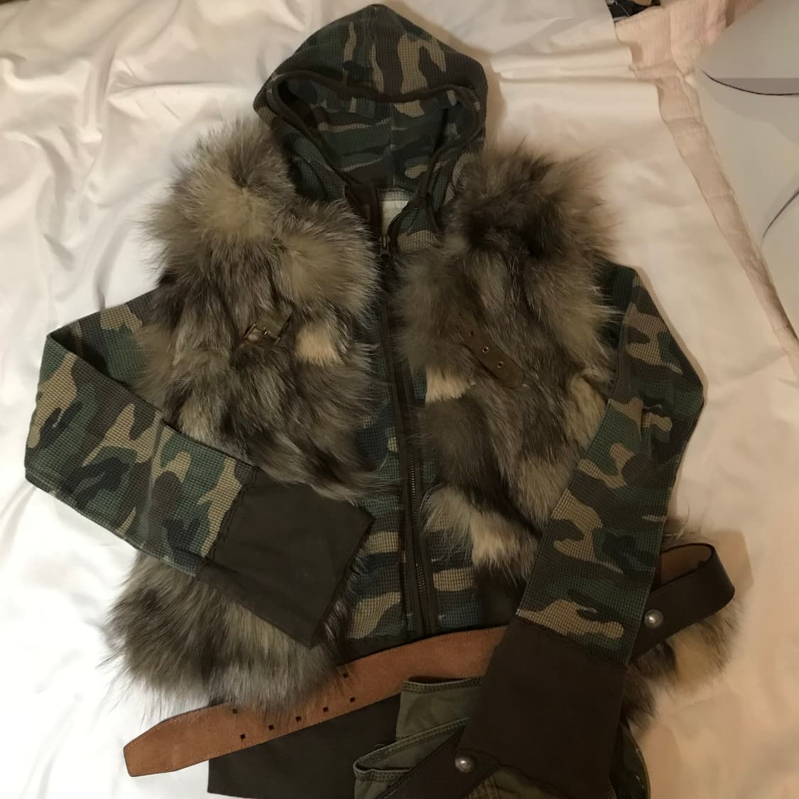 빈티지 카모 후드 벨트 셋업 상품이미지2