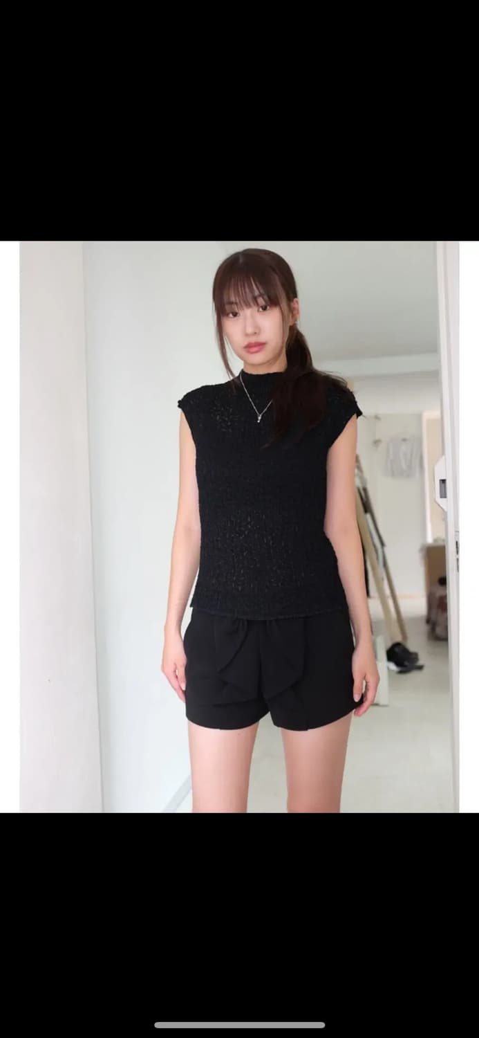 마츠리 Vintage balck pleats top 상품이미지1