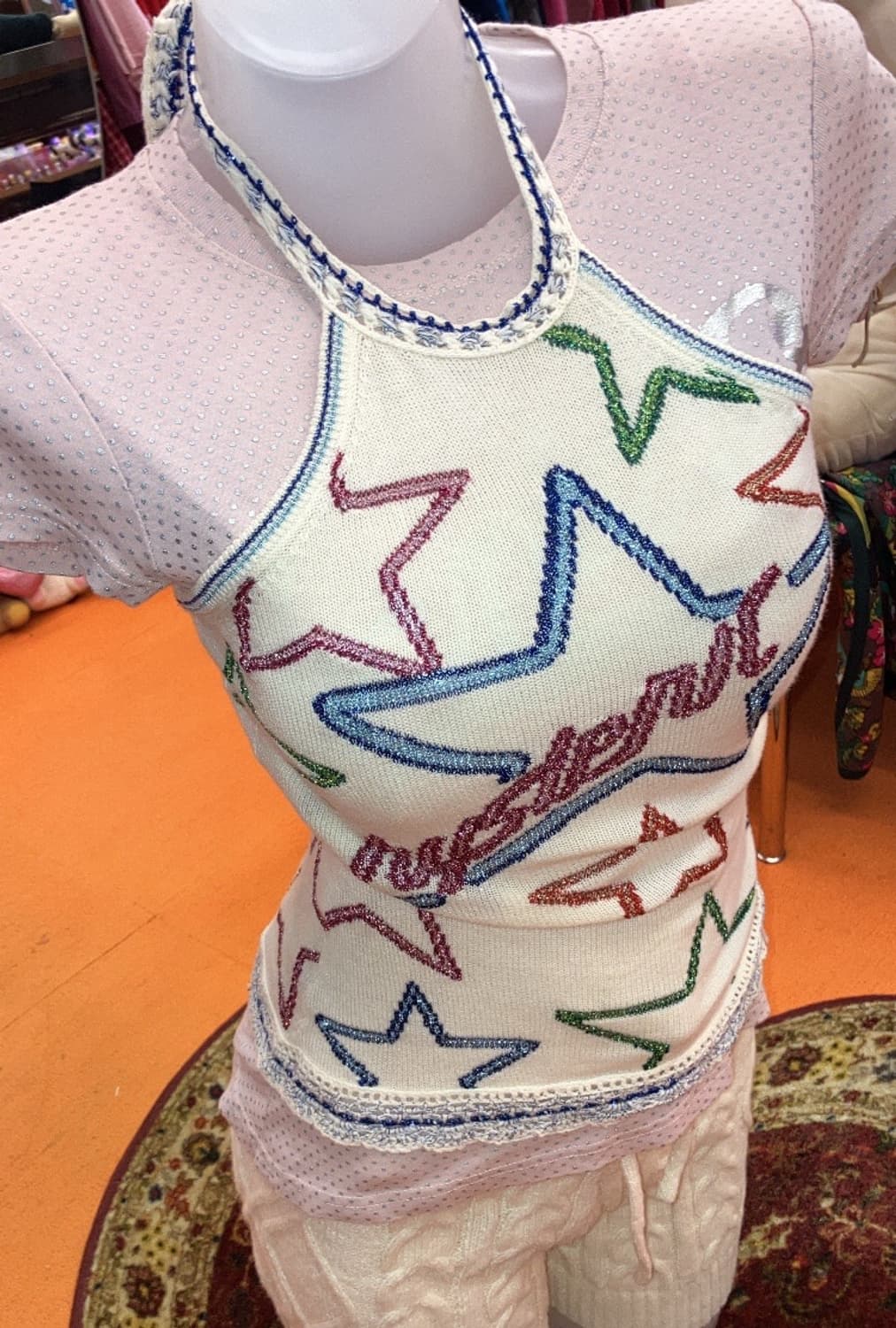 별 키치 홀터넥 니트 슬리브리스 상품이미지2