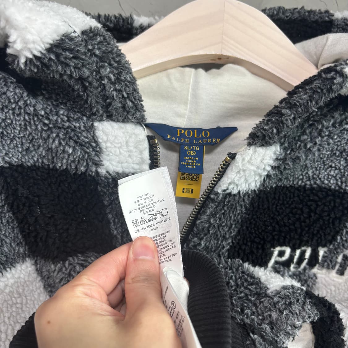 폴로 랄프로렌 체크패턴 플리스 후드집업 상품이미지3