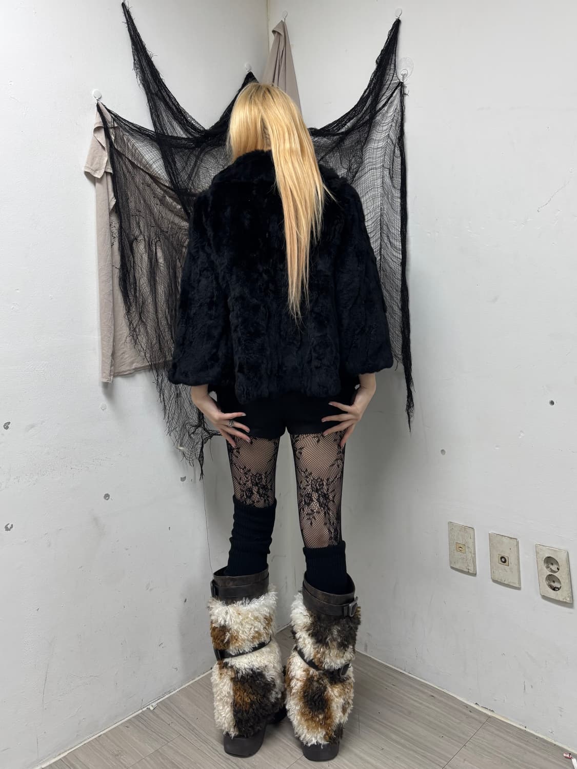Rabbit Fur Black Jacket 상품이미지2