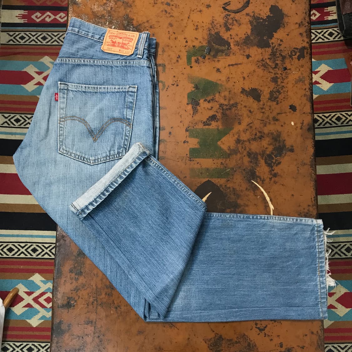 리바이스 569 중청 워시드 데님 팬츠 허리 33 사이즈  상품이미지2