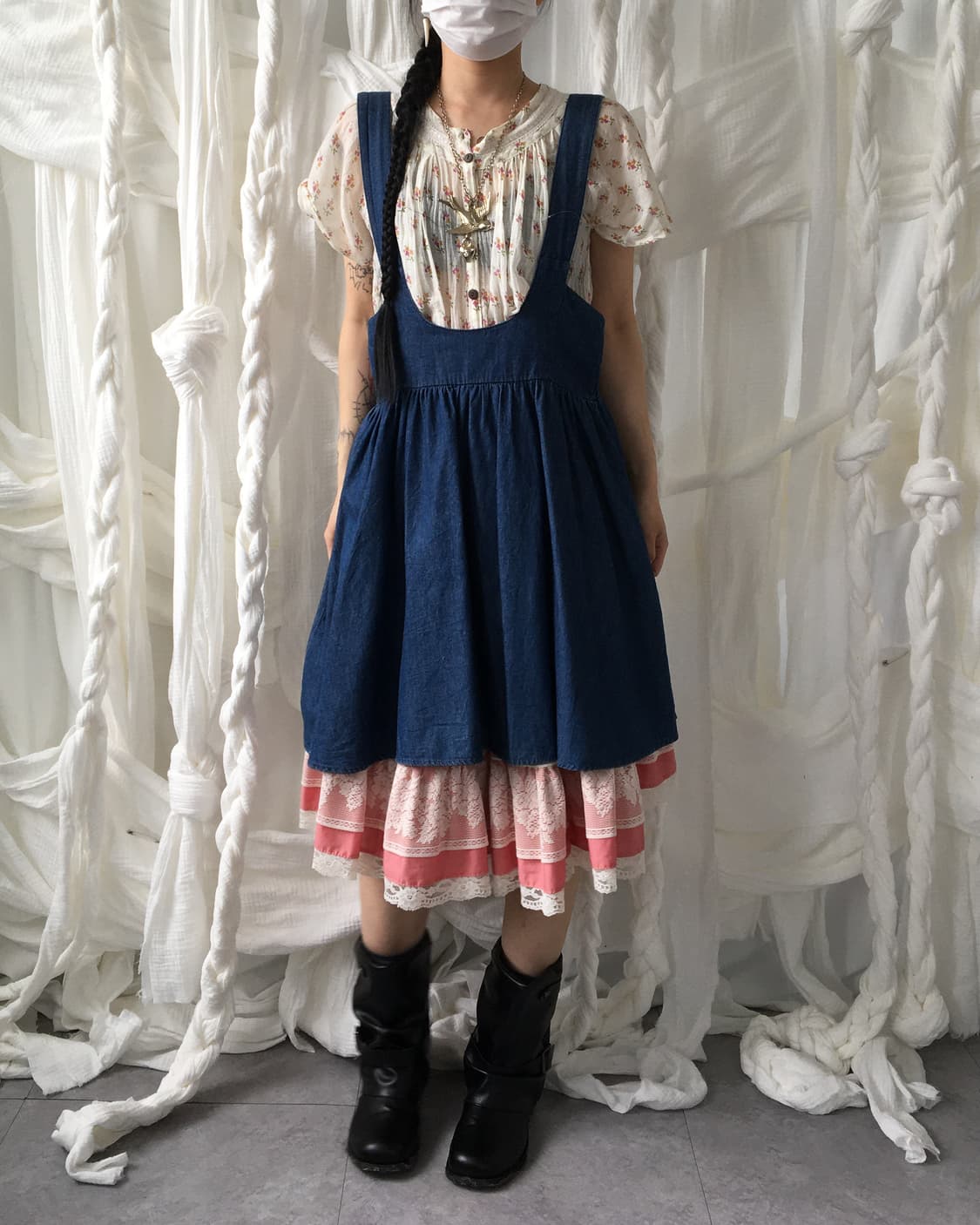 Denim suspender mood onepiece 상품이미지8
