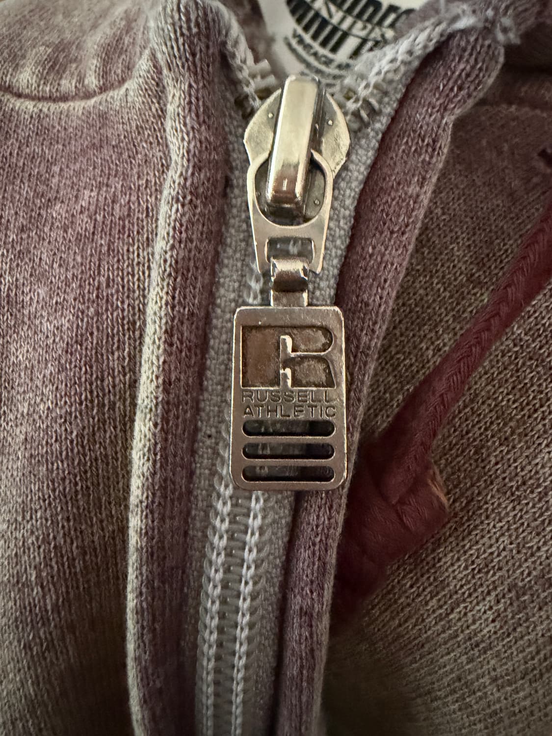 80s 러셀 디스트레드 후드집업 더스티 퍼플/브라운 OS USA 상품이미지4