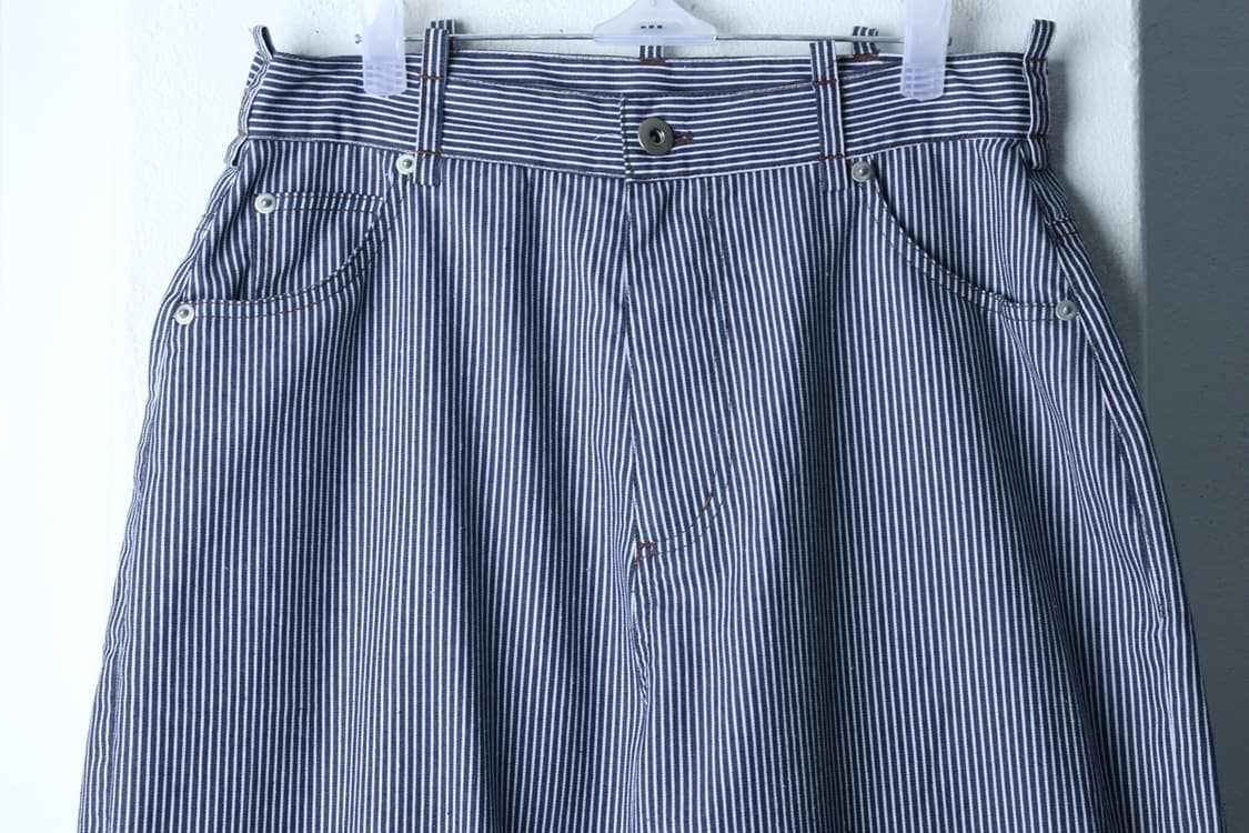 W(M-L) 엑스톤즈 면바지 팬츠 와이드핏 스트라이프 블루-P10443 상품이미지3