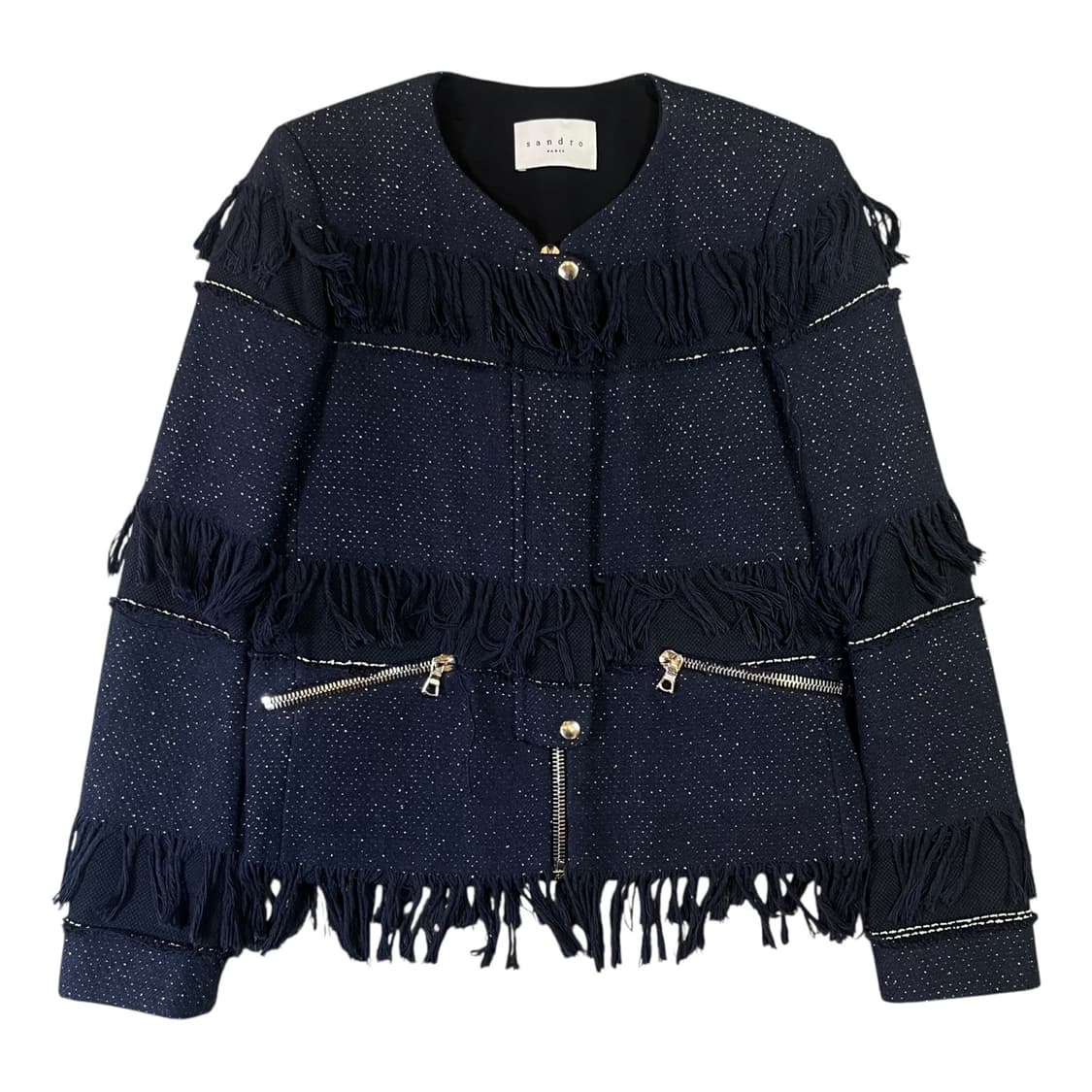 산드로 우먼 프린지 트위드 자켓 상품이미지1