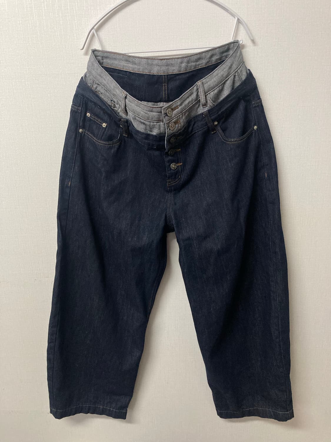 LAYERED WAIST WIDE VOLUME PANTS - INDIGO 상품이미지2