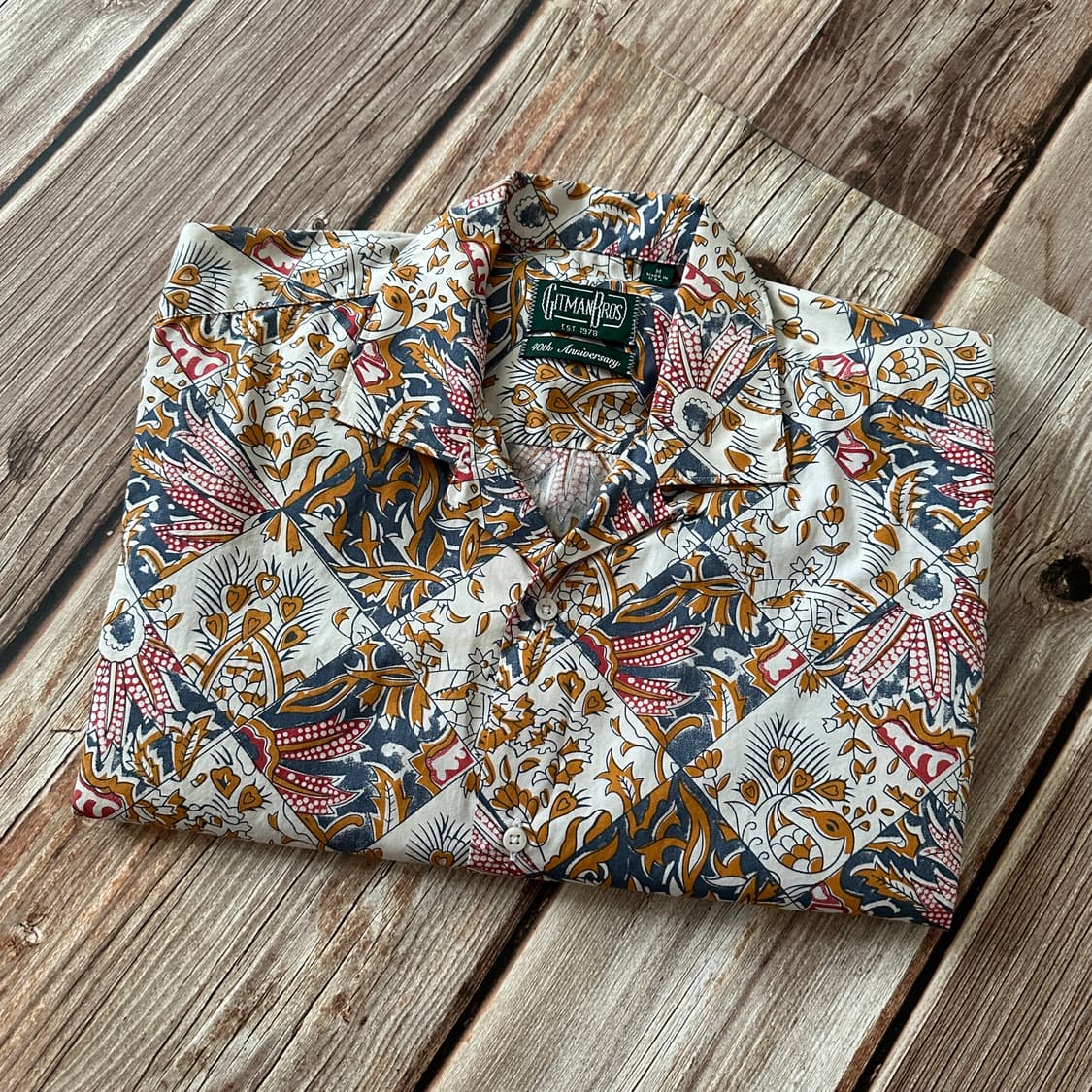 짓먼 브로스 40주년 해초 문양 오픈 칼라 셔츠 M 사이즈 상품이미지6