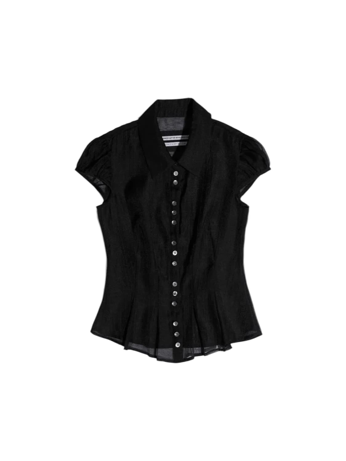 스컬프터 sheer pleated hem blouse (black) 상품이미지1
