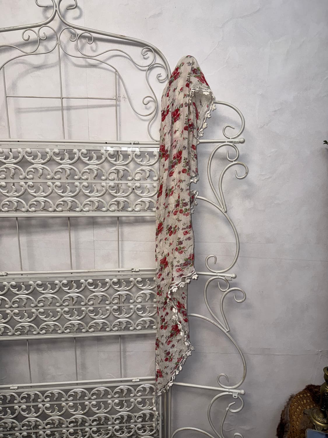 White bohemian floral rose lace scarf 상품이미지2