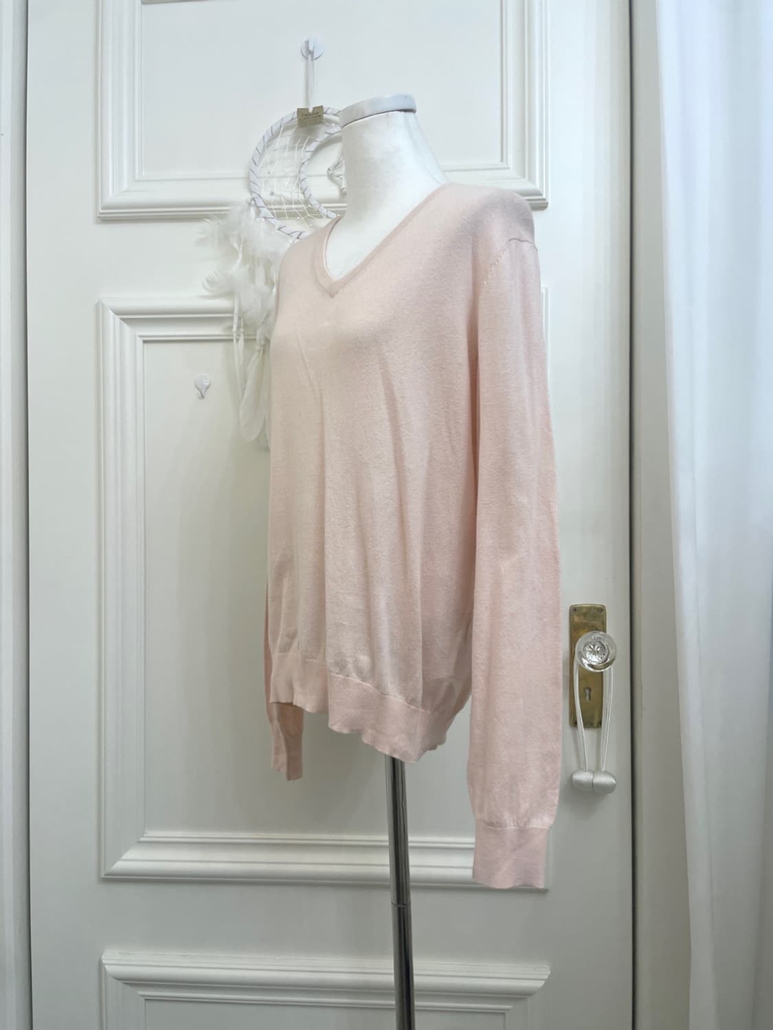 pink v-neck basic cashmere knit top 상품이미지2