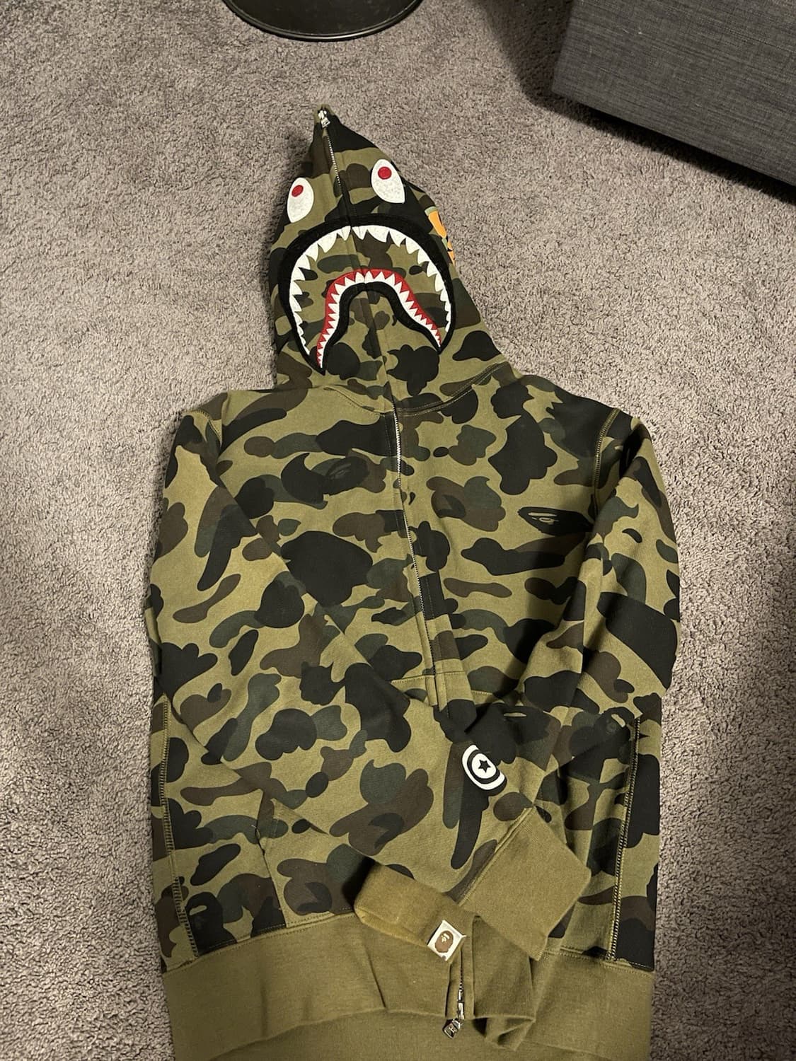 베이프 1st 카모 샤크 후드집업 녹계 S 상품이미지1