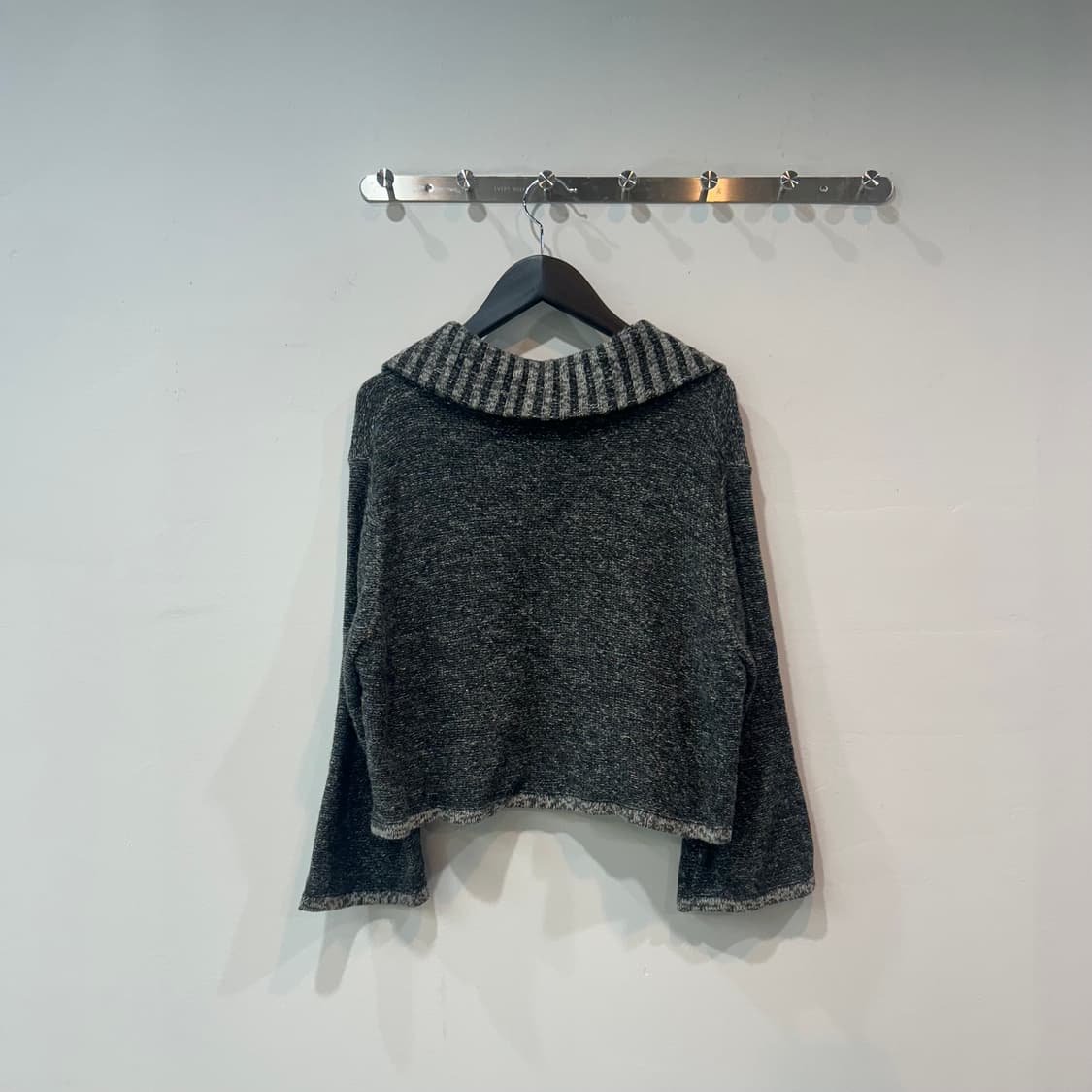 챠콜 코사지 니트 볼레로 가디건 상품이미지5