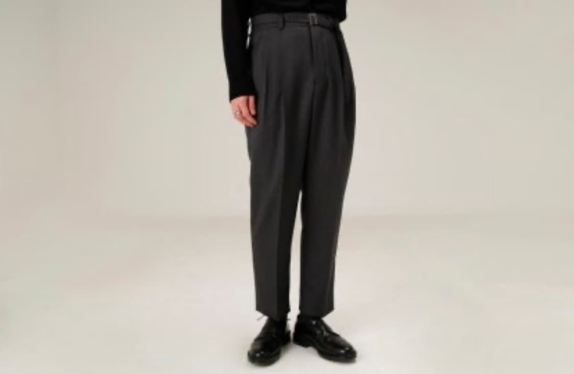 이얼즈어고 바지 울 드롭 벨티드 팬츠 차콜 상품이미지10