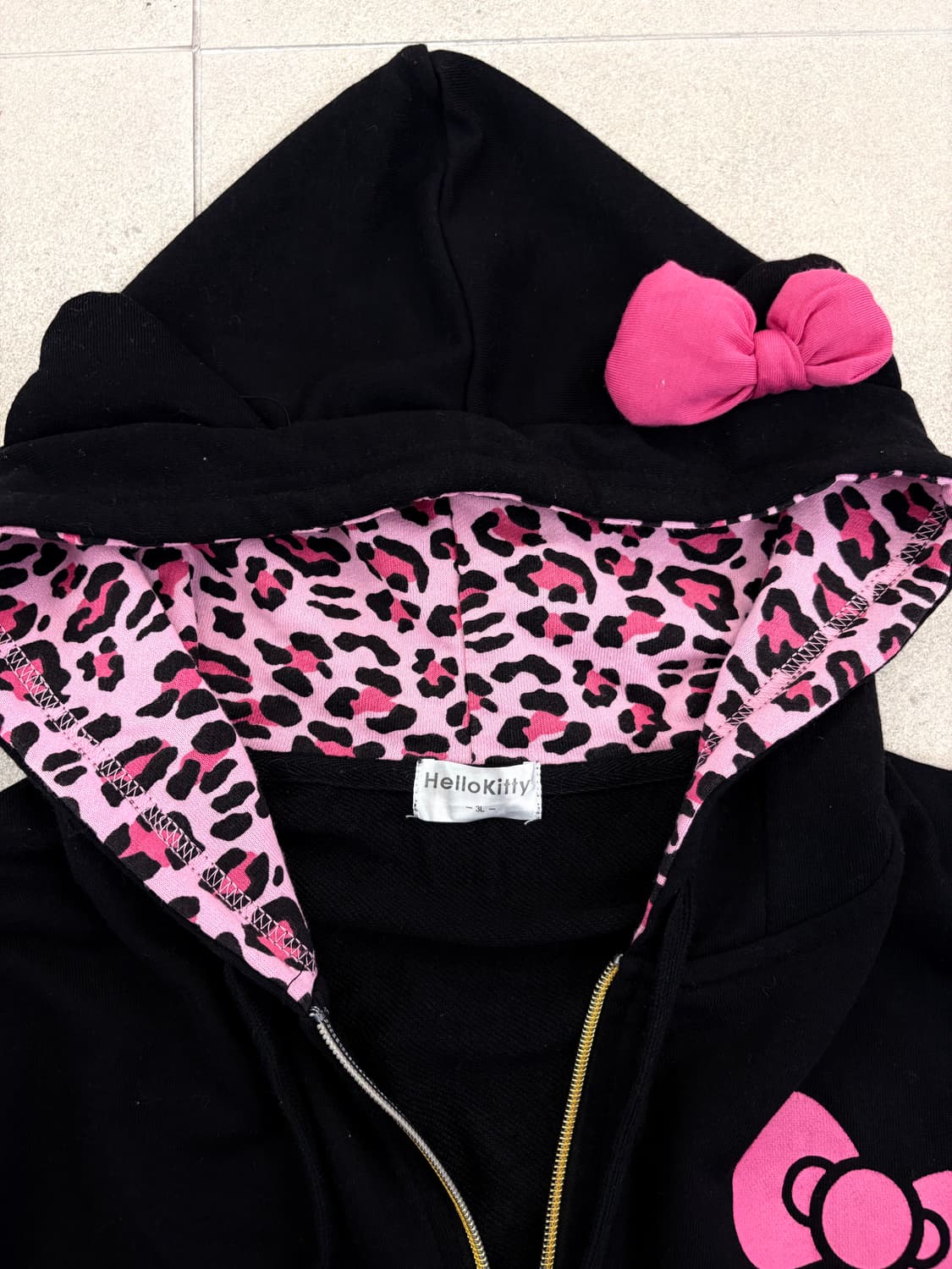 핑크 호피 키티 후드집업 상품이미지2