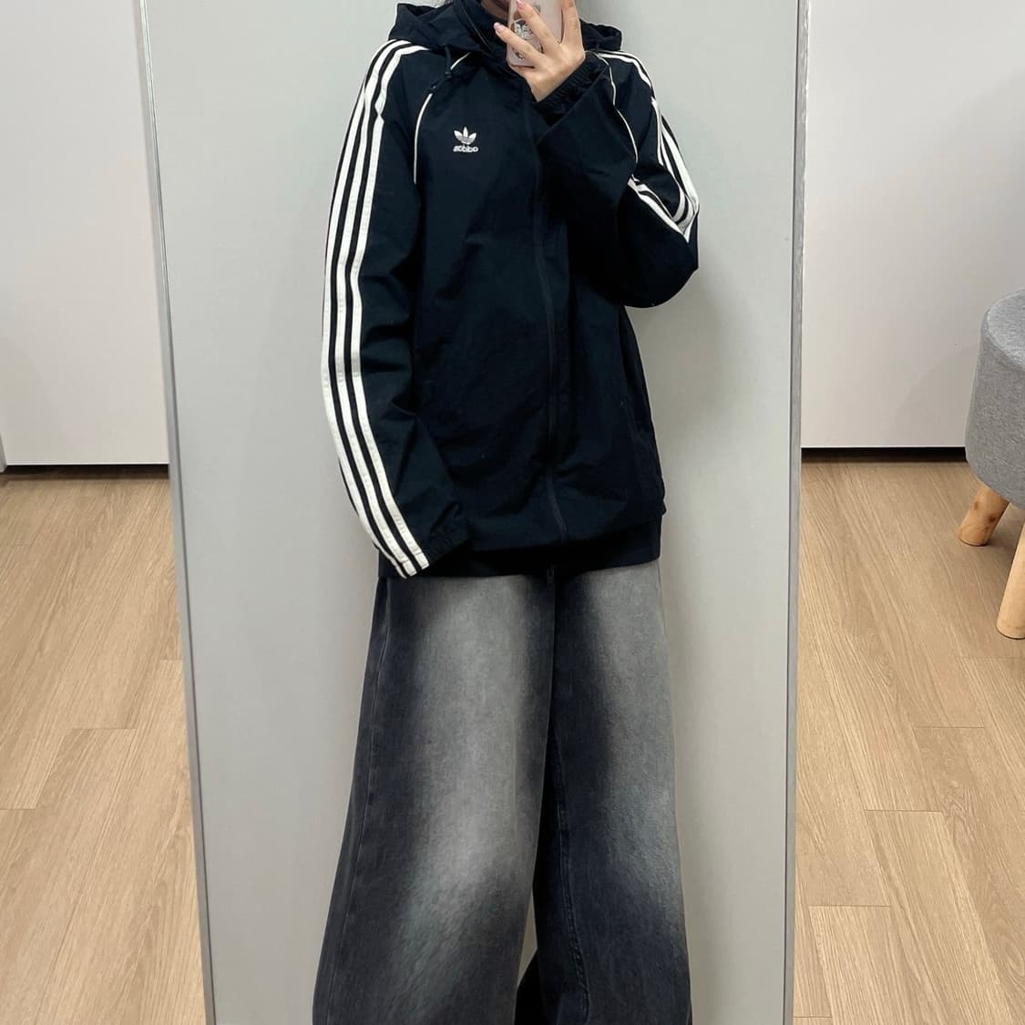 아디다스 오리지널 신형 블랙 삼선 바람막이 자켓 상품이미지1