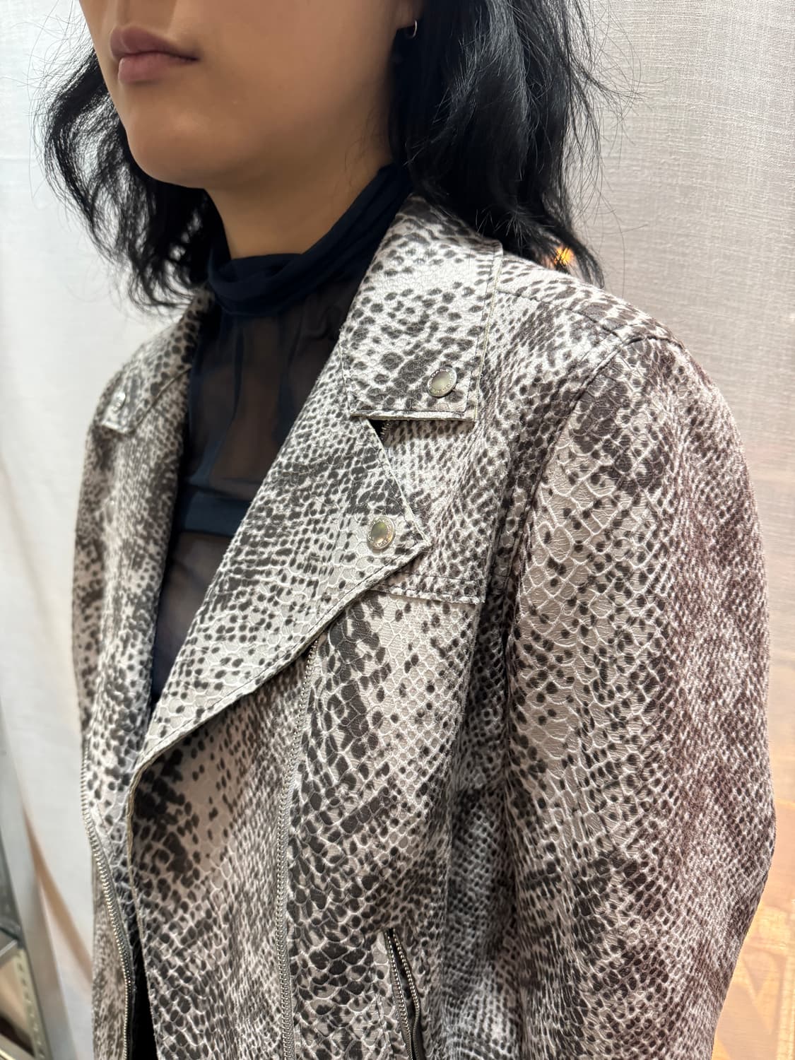 레오파드 하이넥 라이더 자켓 상품이미지8