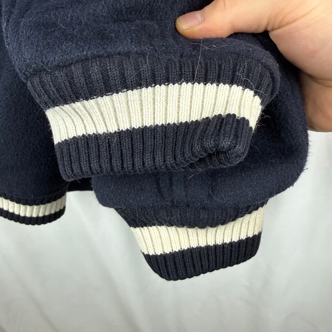 (L) 어널로이드 울 혼방 바시티 자켓 네이비 상품이미지4