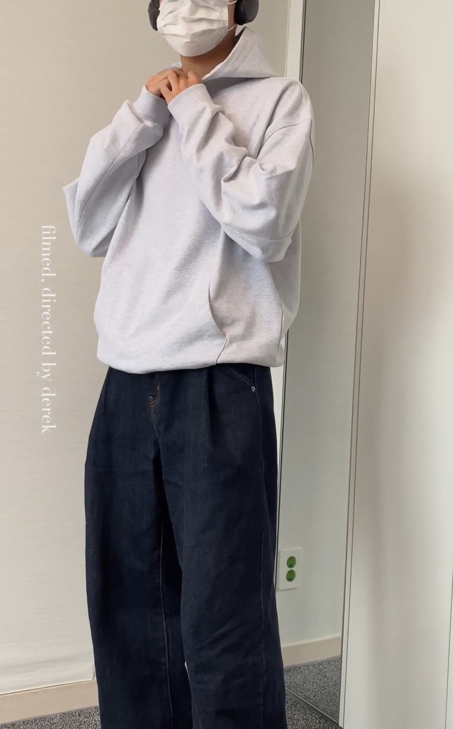 [ 새상품 택포 ] 인사일런스 스냅 후드티 M 멜란지 그레이 데릭 상품이미지3