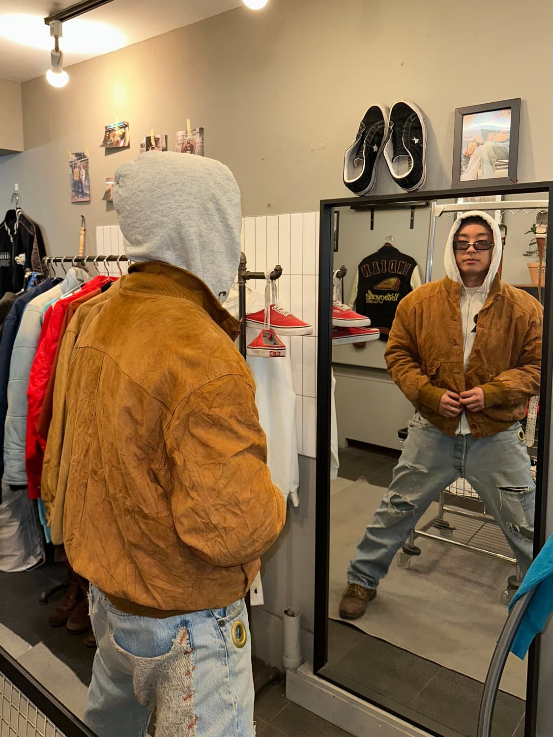 Old Euro genuine leather suede jacket 상품이미지4