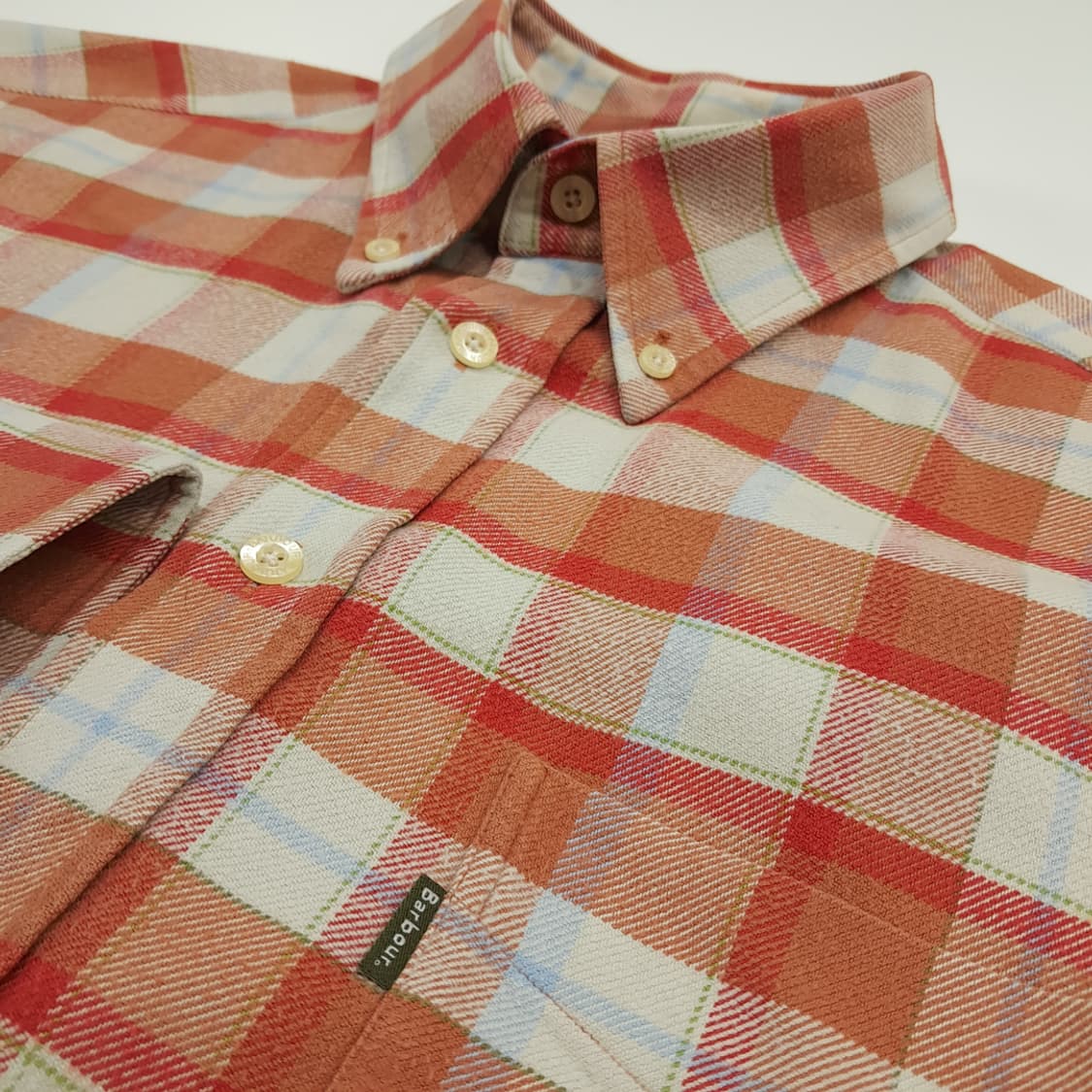 CN927 L 바버 윈터 체크 오렌지 플란넬 긴팔 셔츠 남방 상품이미지5