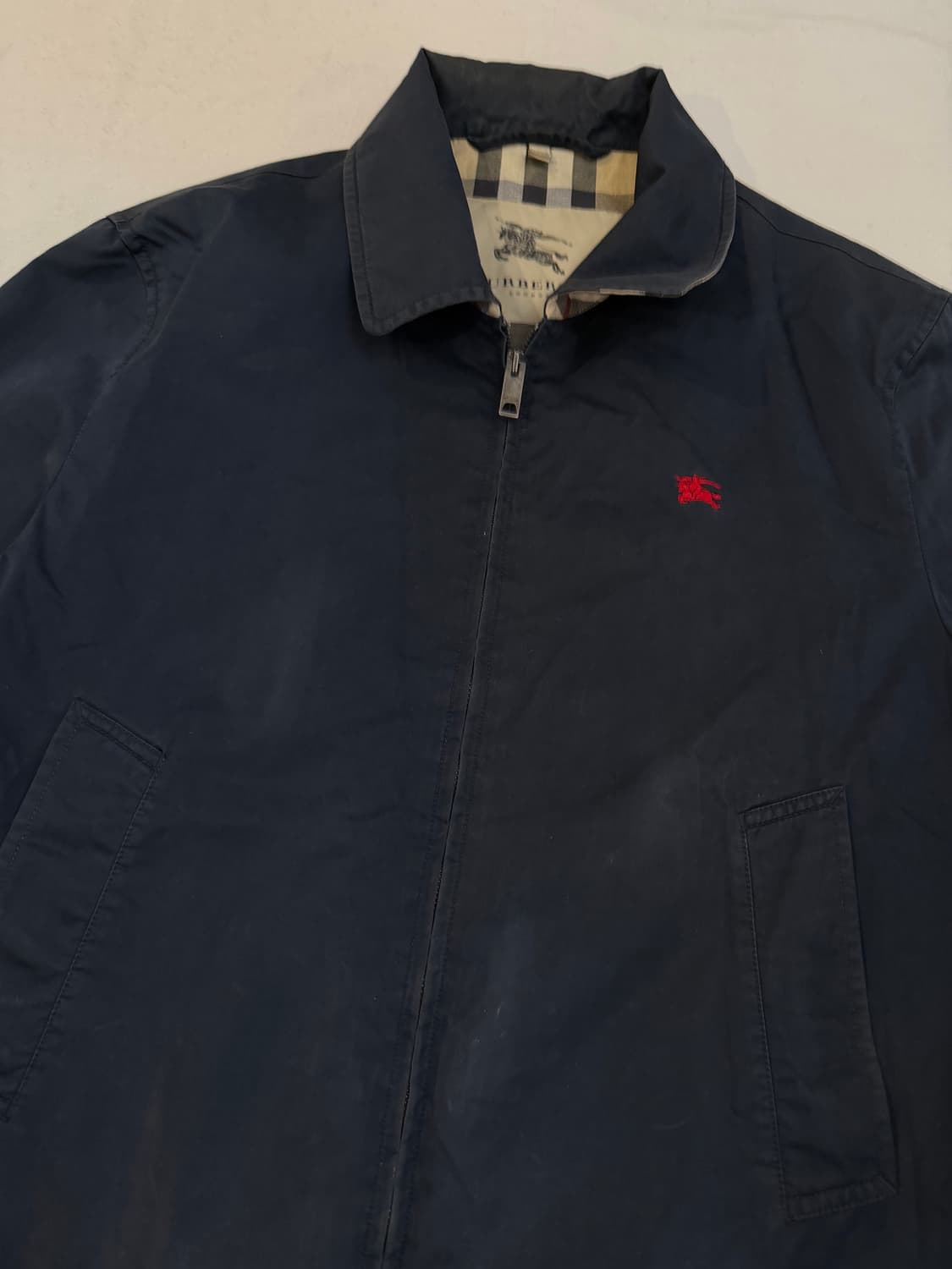 버버리 체크안감 블루종 스윙탑 자켓 네이비 상품이미지2