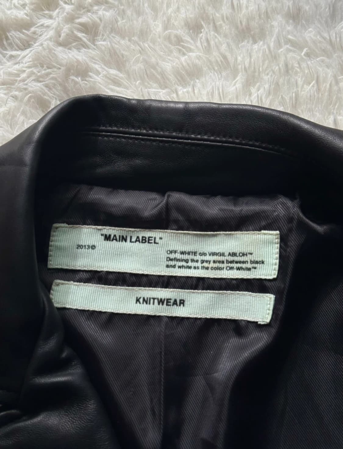 오프화이트 가죽 라이더 자켓 블랙 상품이미지5