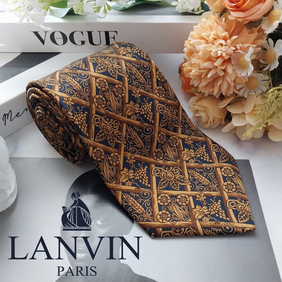 랑방 실크 포도·보리 모티브 넥타이 9.4cm A+등급 k2017 상품이미지2