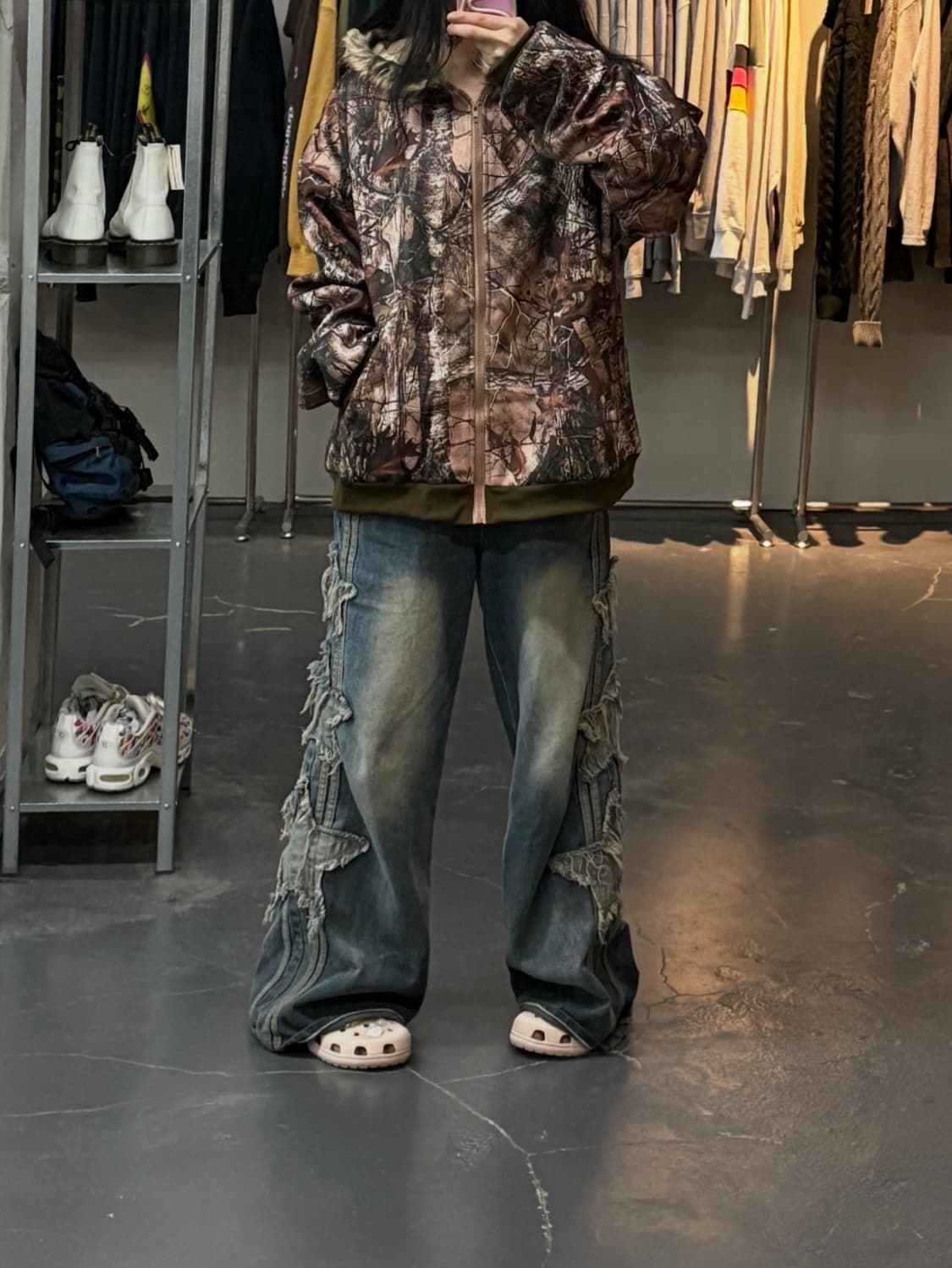 빈티지 y2k 리얼트리패턴 후드집업 A2955 상품이미지1