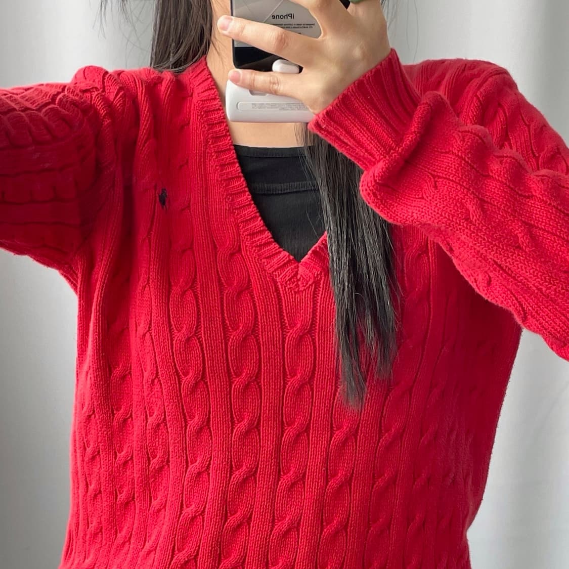 폴로 랄프로렌 레드 꽈배기 니트  상품이미지2