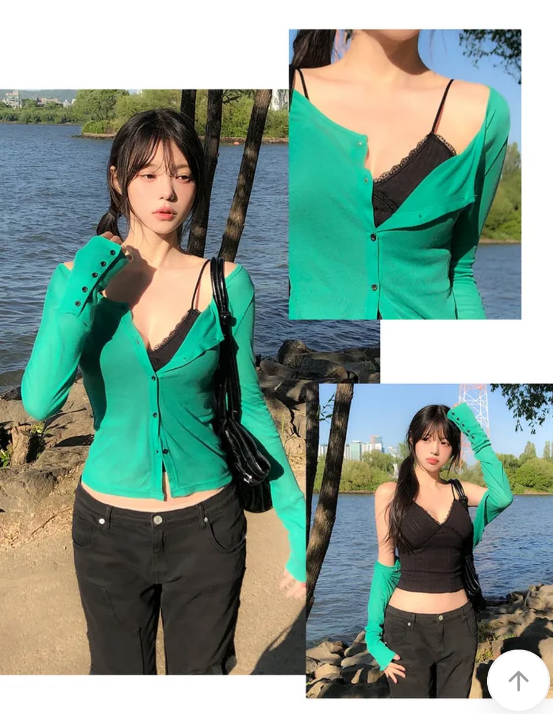 반팔증정/풀하우스 송혜교st/당일배송) 유랜 브이넥 버튼 텐셀 가디건 상품이미지2
