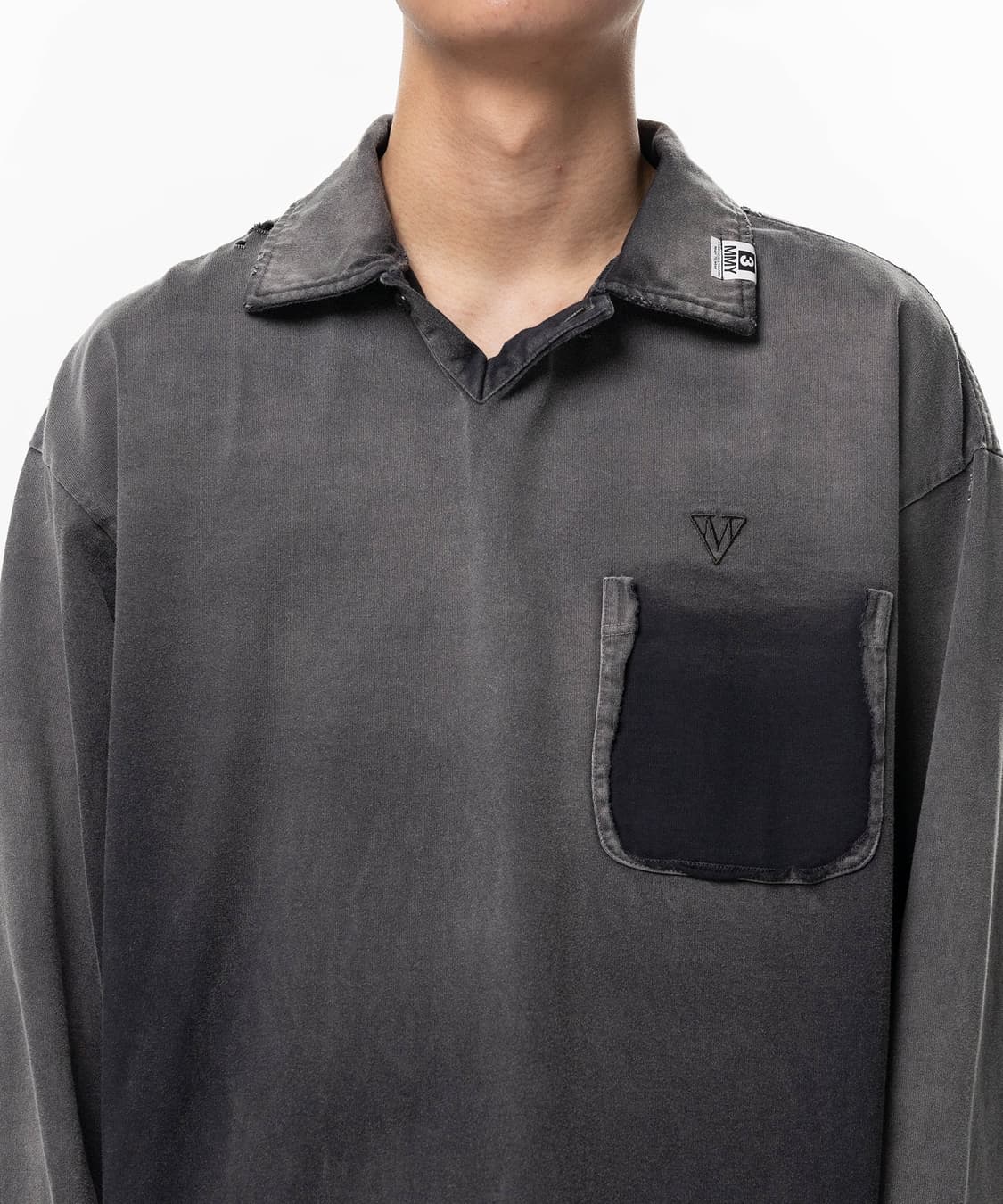 [52]미하라야스히로 26ss 선 페이드 폴로 티셔츠/블랙 상품이미지5