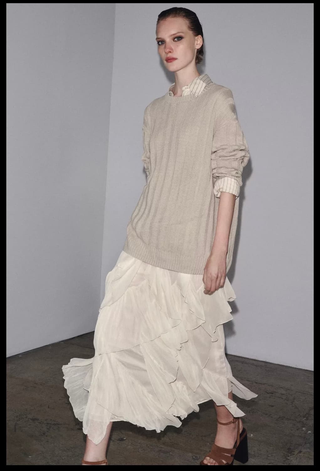 ZARA 자라 희귀템 쉬폰 레이어드 스커트 상품이미지2