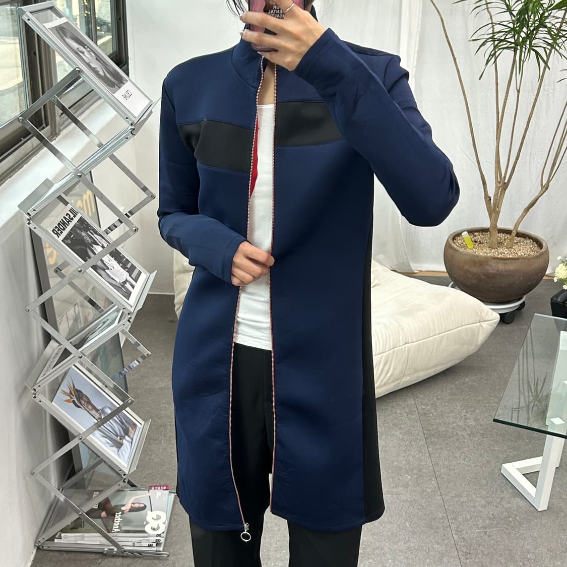 Zara 네이비 배색 집업 원피스 상품이미지4