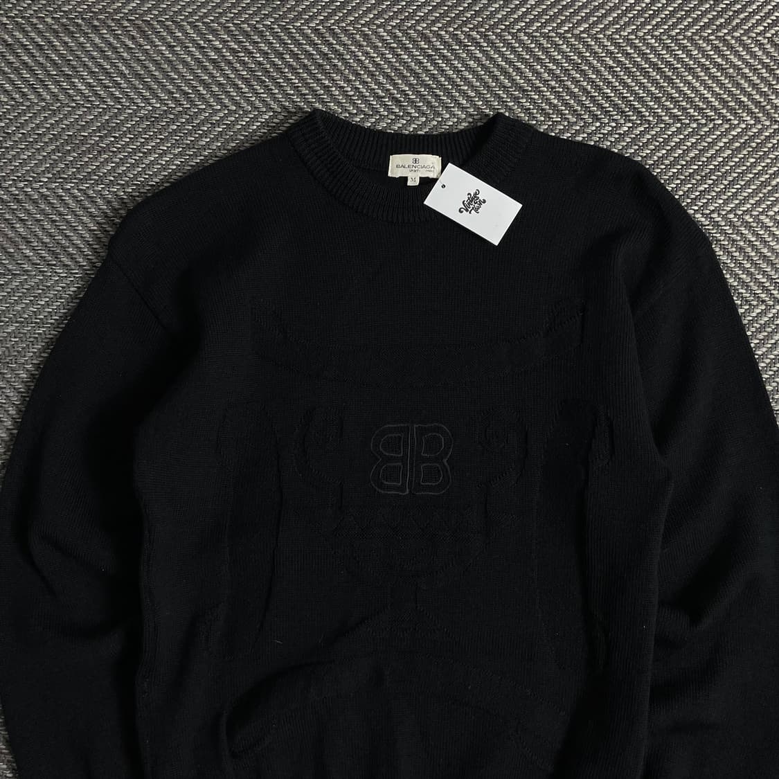 90s 발렌시아가 아카이브 빅로고 니트 블랙o 3375 상품이미지4