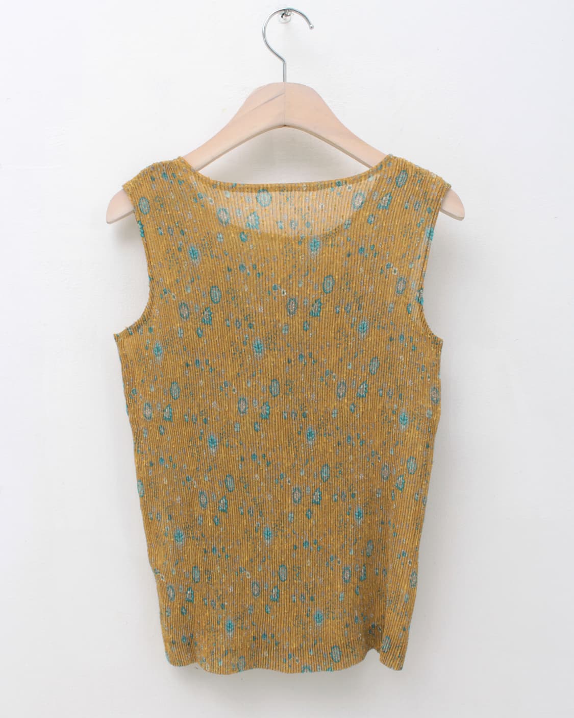 일본 빈티지 플리츠 플라워 슬리브리스 나시 라운드넥 민소매 탑 상품이미지4