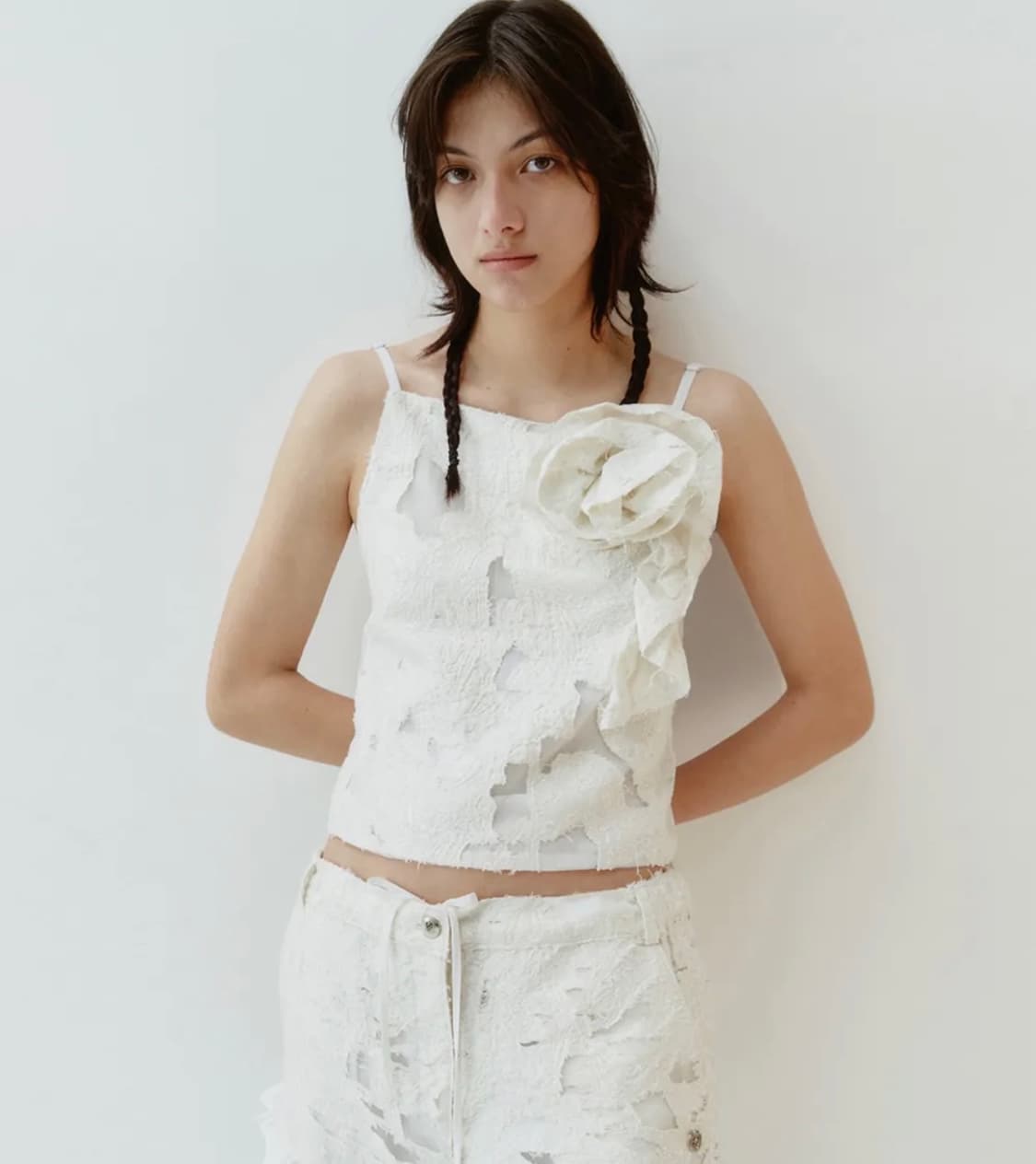 김미더영 코르사지 빈티지 자가드 베스트 탑 아이보리 상품이미지2