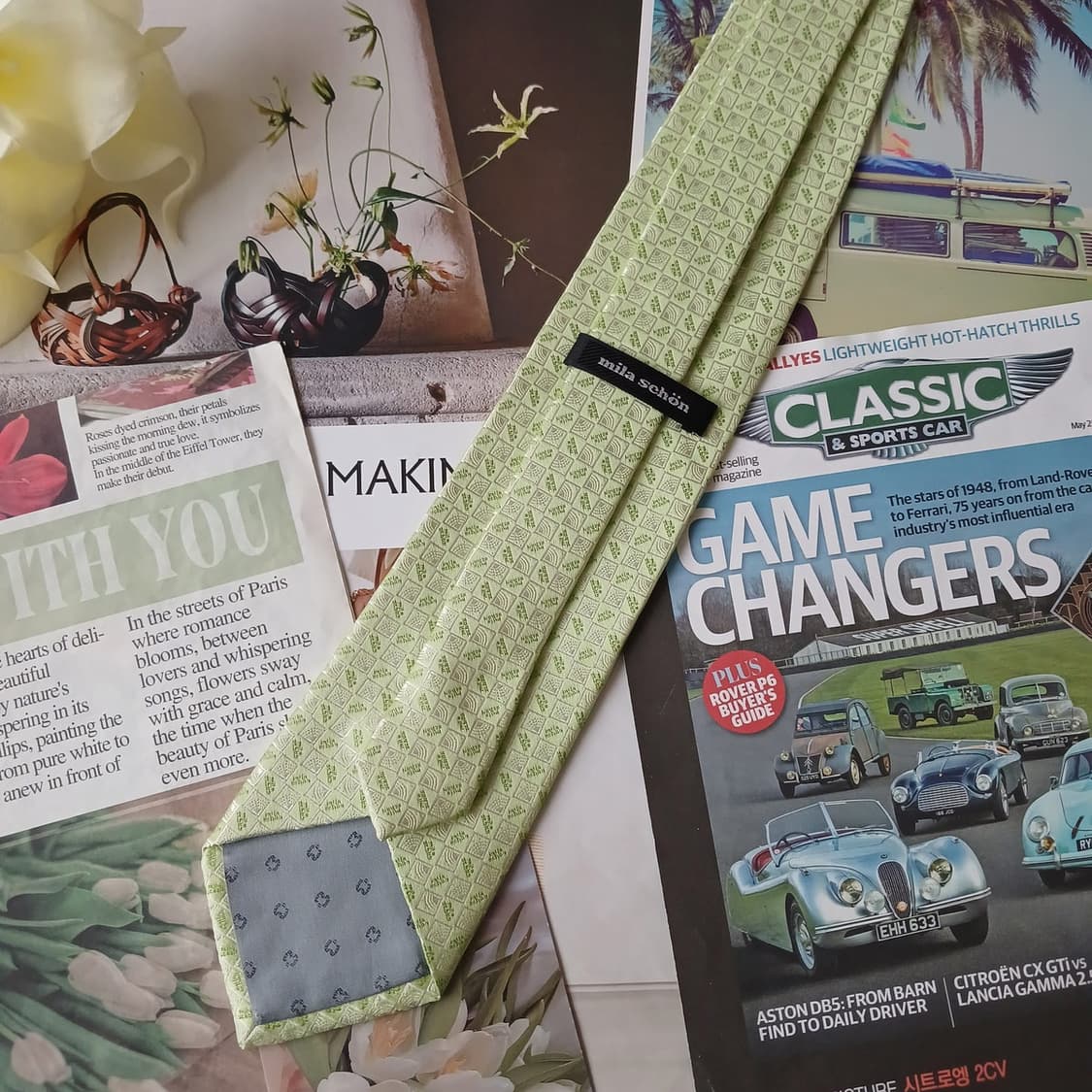 밀라숀 실크 그린 기하 패턴 넥타이 9cm A+등급 A19311
 상품이미지6