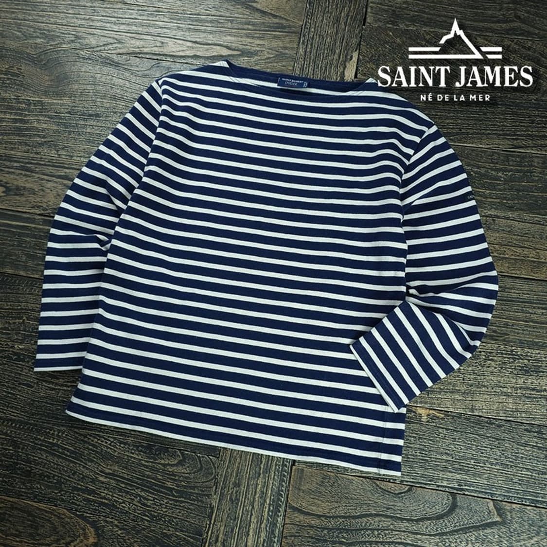 [세인트제임스] 루즈핏 보트넥 스트라이프 롱슬리브 긴팔티 M21357 상품이미지1