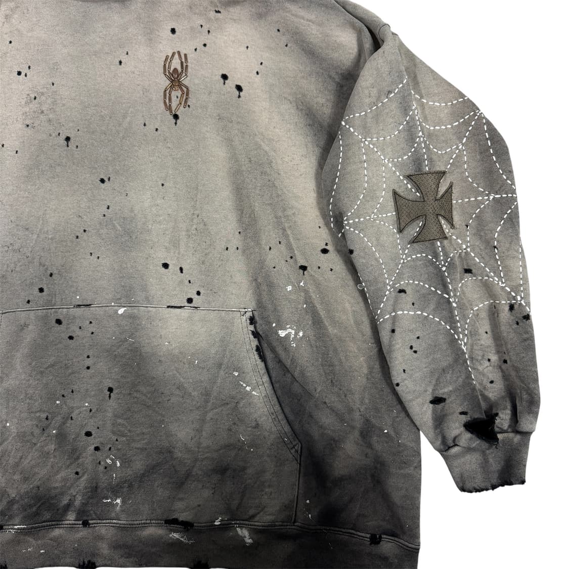 빈티지 페이드 스파이더웹 사시코 후드 Sashiko Hoodie 상품이미지7