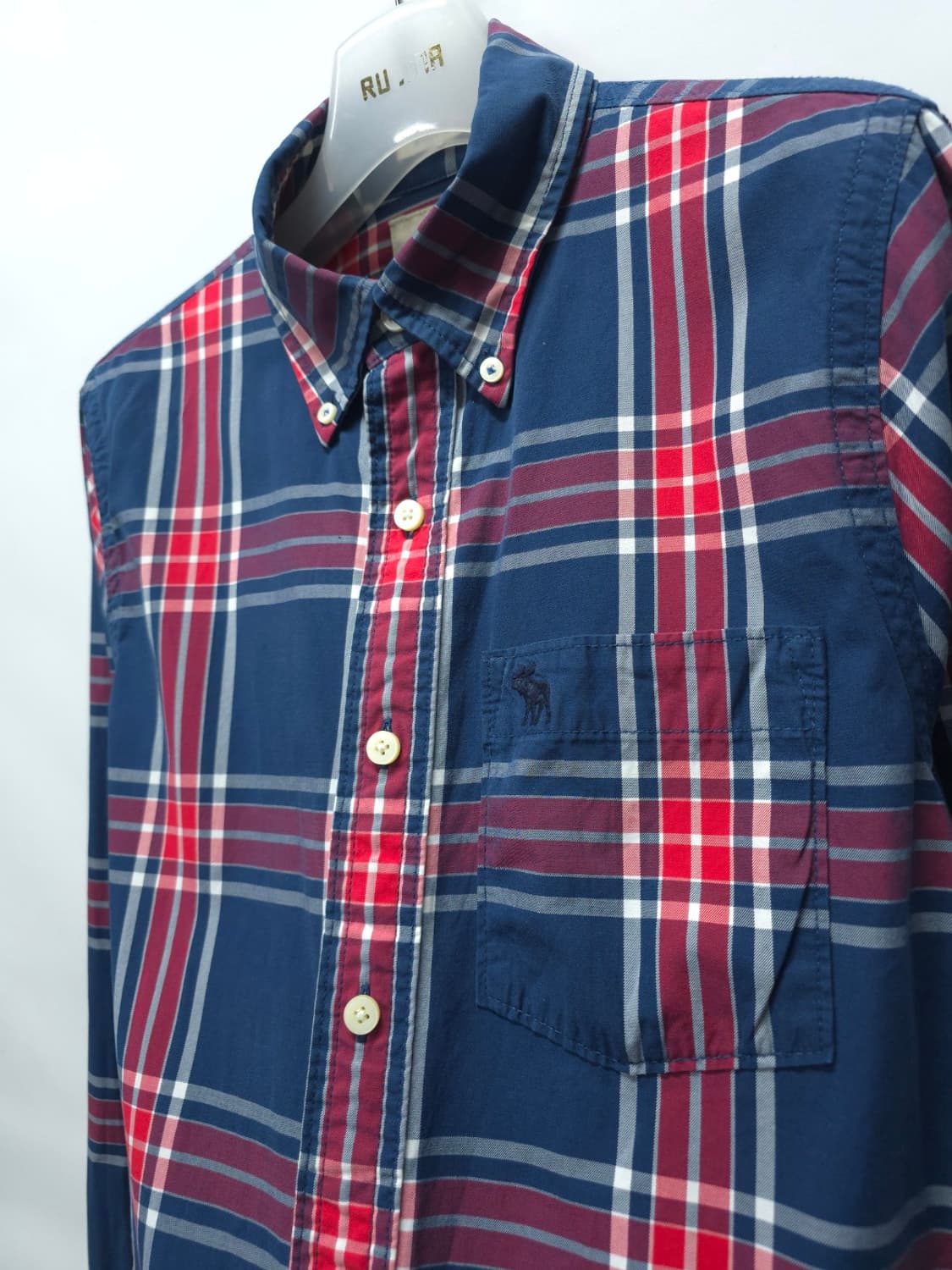 아베크롬비 & 피치 네이비 레드 체크 봄가을 셔츠 (남성95) 상품이미지7