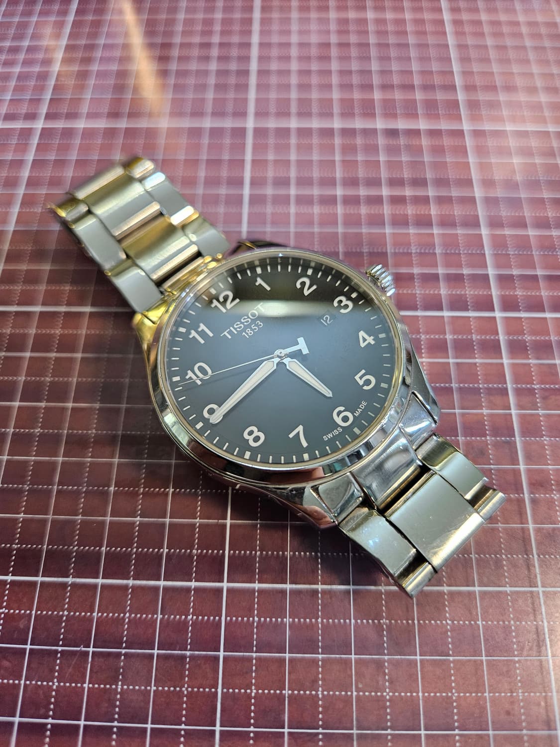 티쏘 젠트 xl  블랙 다이얼 데이트 메탈 시계 상품이미지5