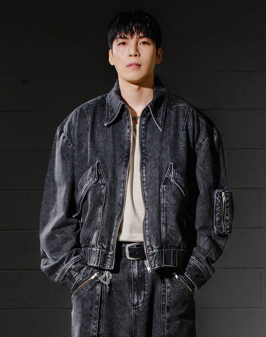 [당일배송/정품보증] 빅유니온 M-ZIPPER 블랙 워싱 크롭 데님 자켓 상품이미지1