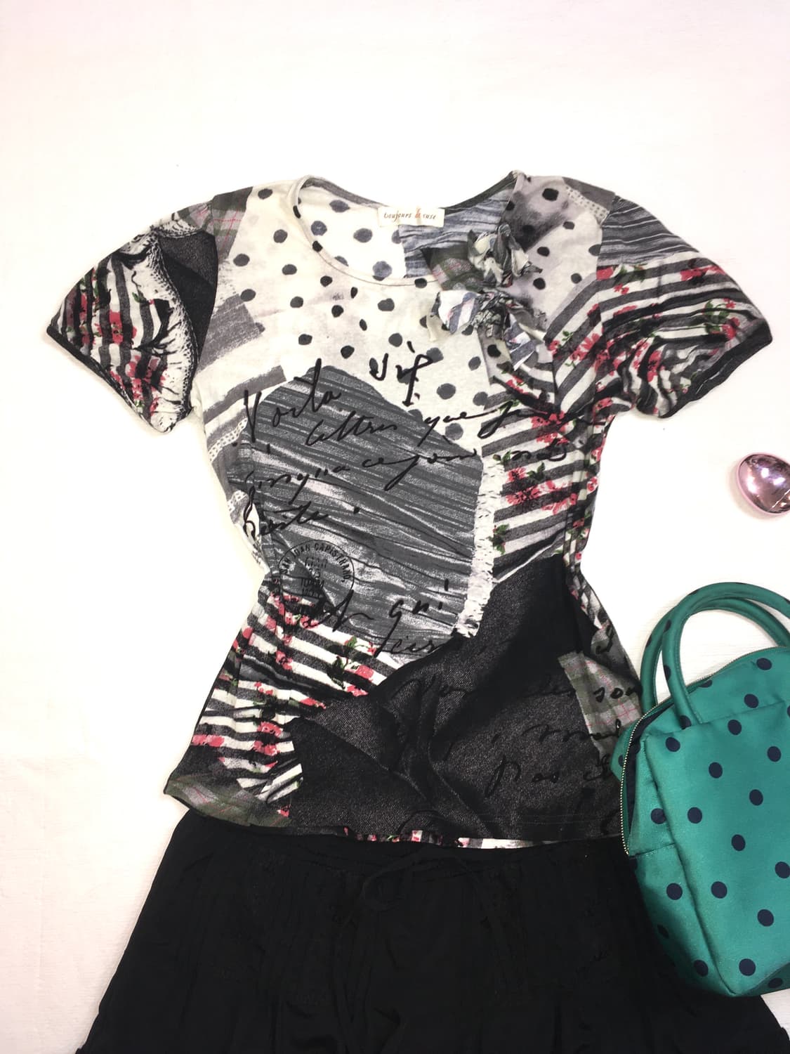 jpn vintage dot unique puff t shirt 상품이미지6