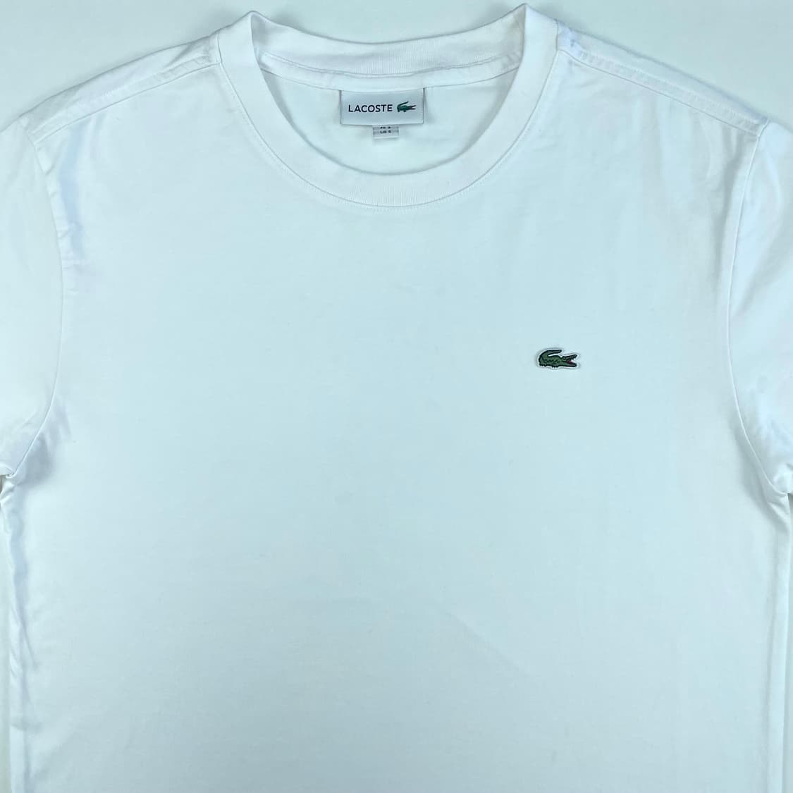 라코스테 화이트 라운드 반팔 티셔츠 S 상품이미지3