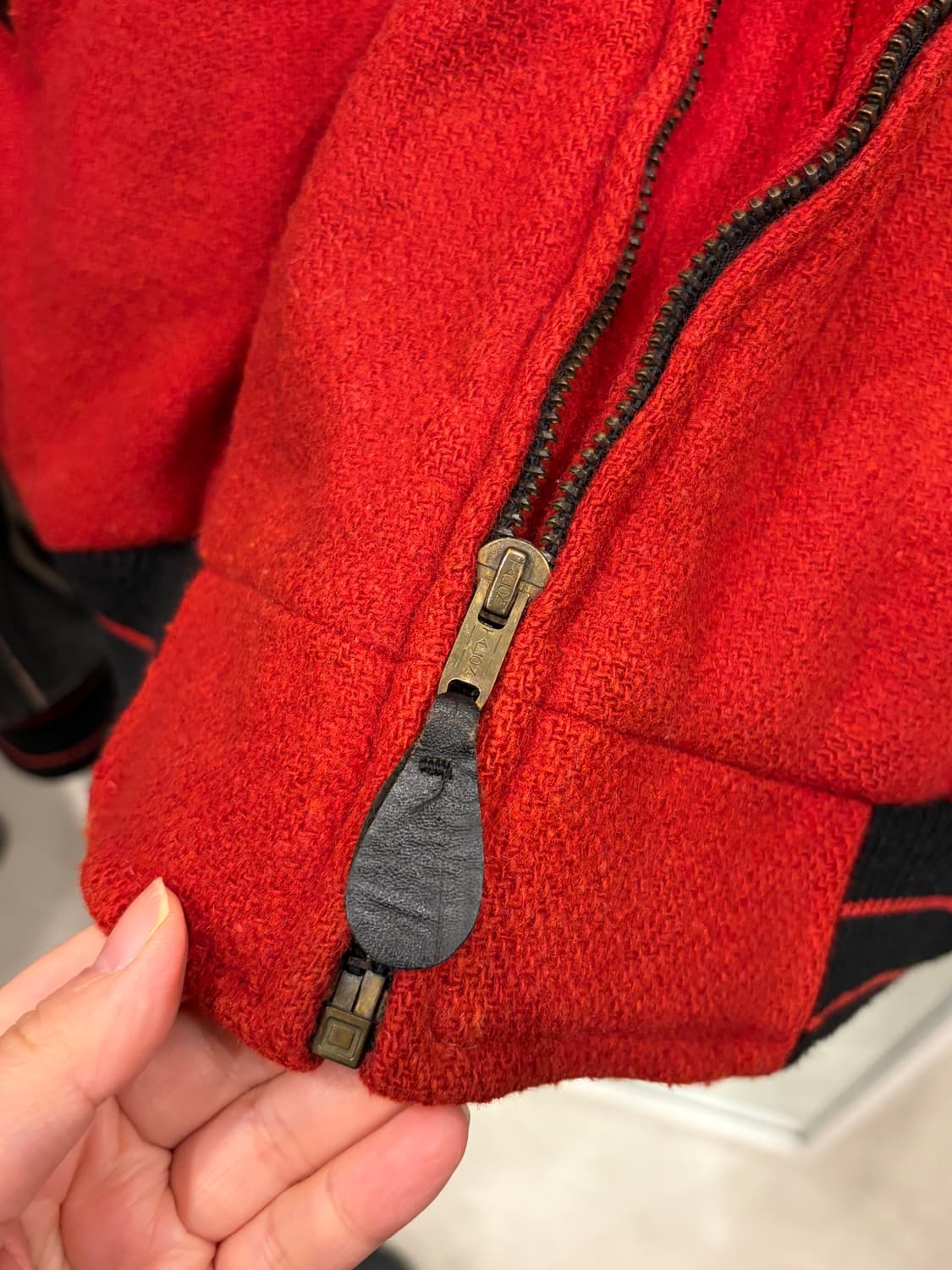 90s Trader Bay 빈티지 ALASKA 리얼레더 울 바시티 자켓 상품이미지3